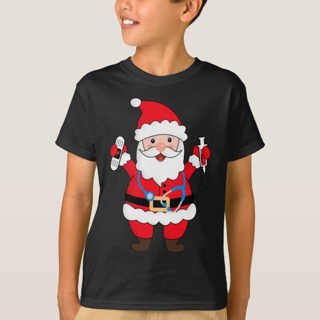 Camiseta Navidades Santa Claus Enfermera con Stethoscope y  (Anverso)