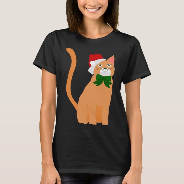 Camiseta navidades santa claus gorra naranja cat (Anverso)