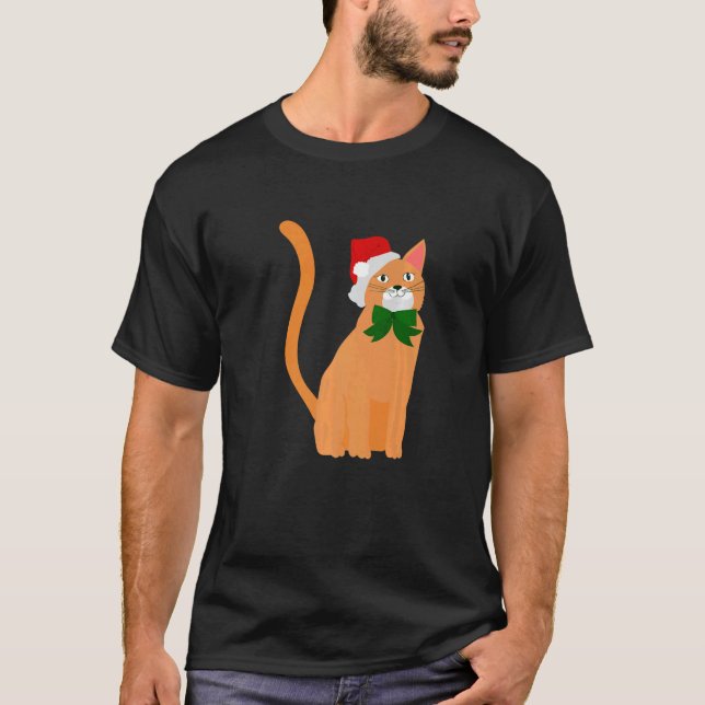 Camiseta navidades santa claus gorra naranja cat (Anverso)