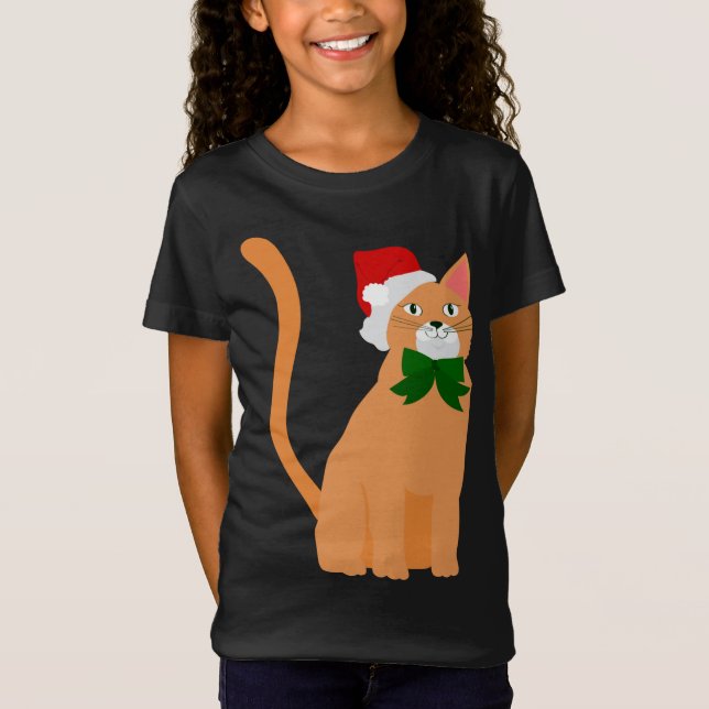 Camiseta navidades santa claus gorra naranja cat (Anverso)