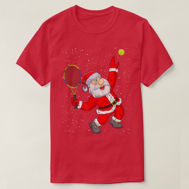 Camiseta Navidades Santa Claus juegan al tenis con gracia  (Diseño del anverso)