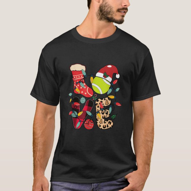 Camiseta Navidades Santa Claus Juego de tenis Racket Hu (Anverso)