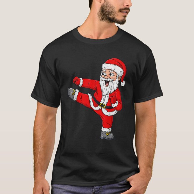 Camiseta Navidades Santa Claus Karate Niños divertidos Paja (Anverso)