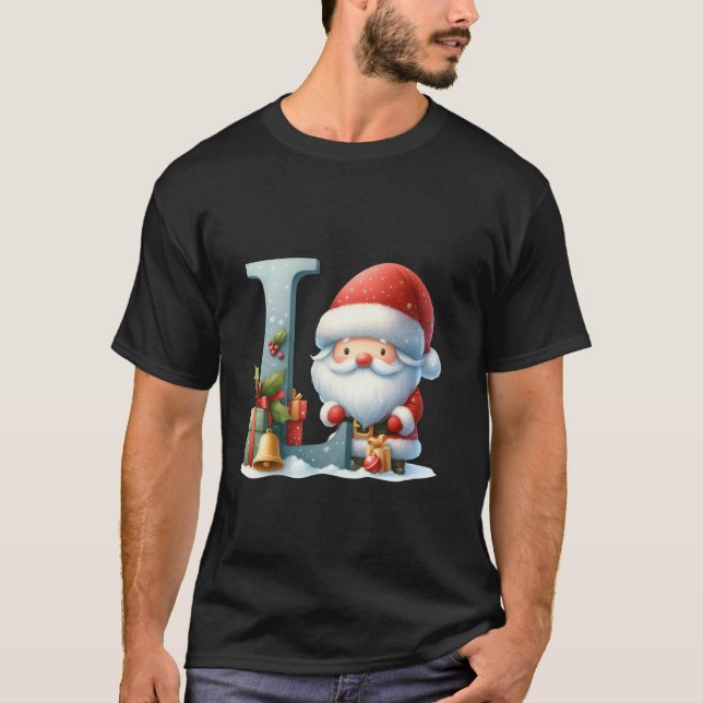 Camiseta Navidades Santa Claus Letra L Monograma (Anverso)