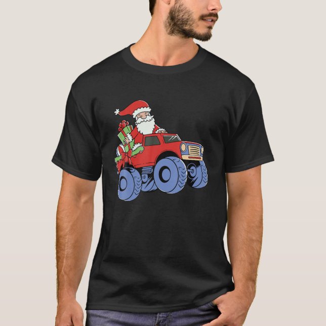 Camiseta Navidades Santa Claus Monstruando Camión Boys Ki (Anverso)