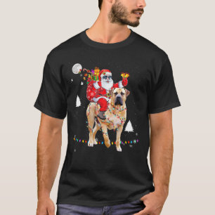 Camiseta Navidades Santa Claus Montando Bullmastiff Encende