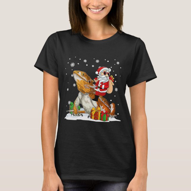 Camiseta Navidades Santa Claus Montando Dragón con barba No (Anverso)
