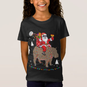 Camiseta Navidades Santa Claus montando Hippo enciende la f