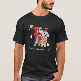 Camiseta Navidades Santa Claus montando luces de perro malt