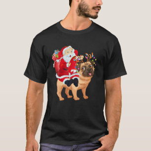 Camiseta Navidades Santa Claus montando Pug Xmas Niños Pug
