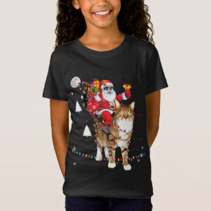 Camiseta Navidades Santa Claus montando un gato sobre tigre