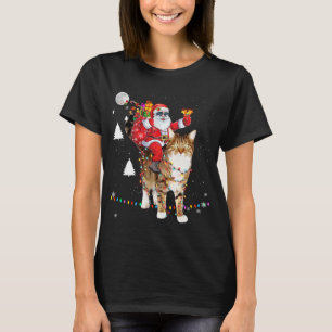 Camiseta Navidades Santa Claus montando un gato sobre tigre