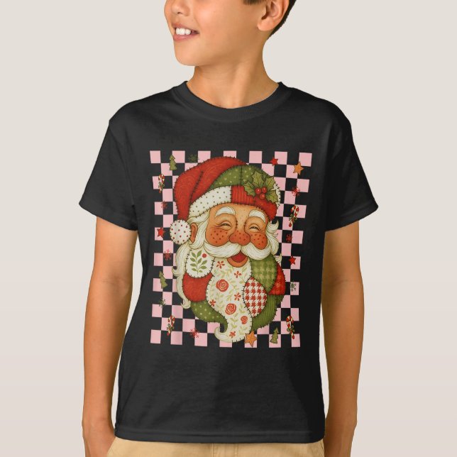 Camiseta Navidades Santa Claus Parchwork Matching Family 20 (Anverso)