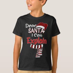 Camiseta Navidades Santa Claus Red Plaid, Querido Santa I C
