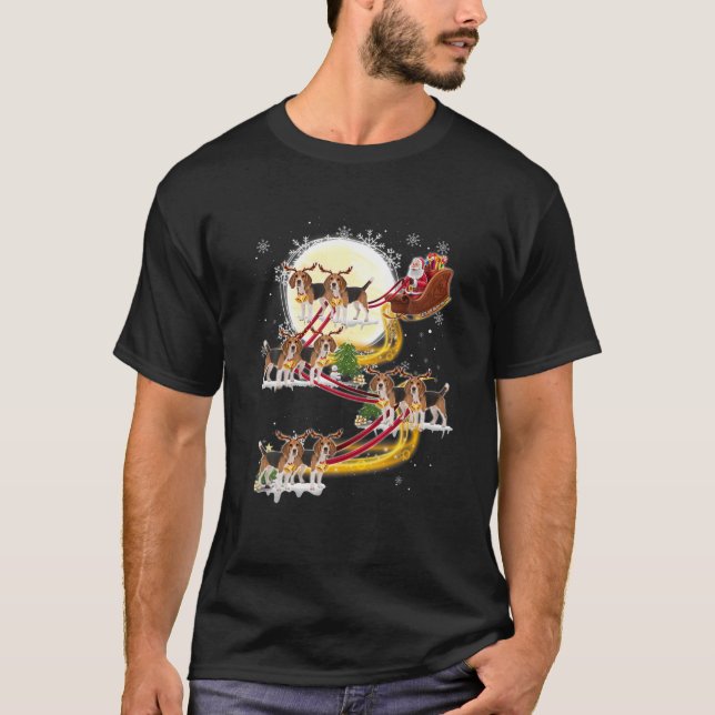 Camiseta Navidades Santa Claus Riding Beagle Funny Beagle X (Anverso)