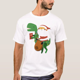 Camiseta Navidades Santa Claus T-rex Dinosaur Sleigh