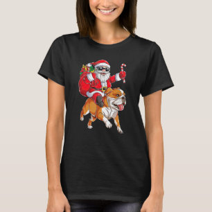 Camiseta Navidades Santa Claus viajando en Bulldog inglés