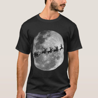 Camiseta Navidades Santa Claus Volando Pasando La Luna