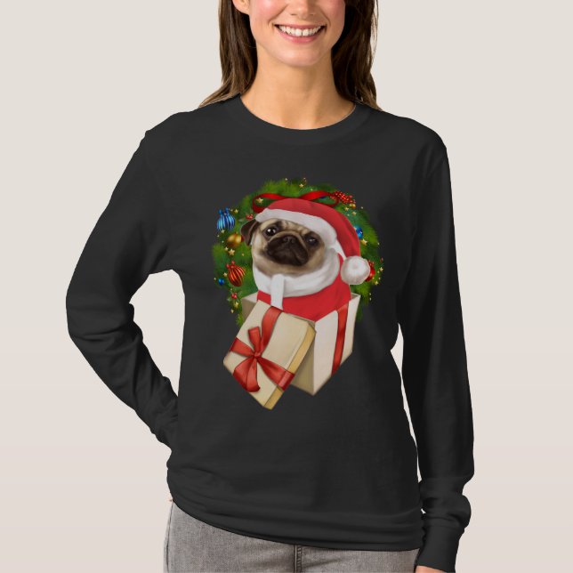 Camiseta Navidades Santa de Cute Pug (Anverso)
