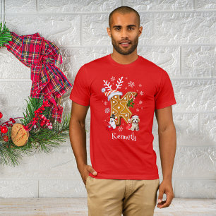 Camiseta Navidades Santa Gingerbread Nombre Letra K Hombres