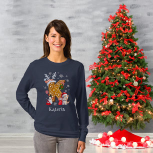 Camiseta Navidades Santa Gingerbread Nombre Letra K Mujeres
