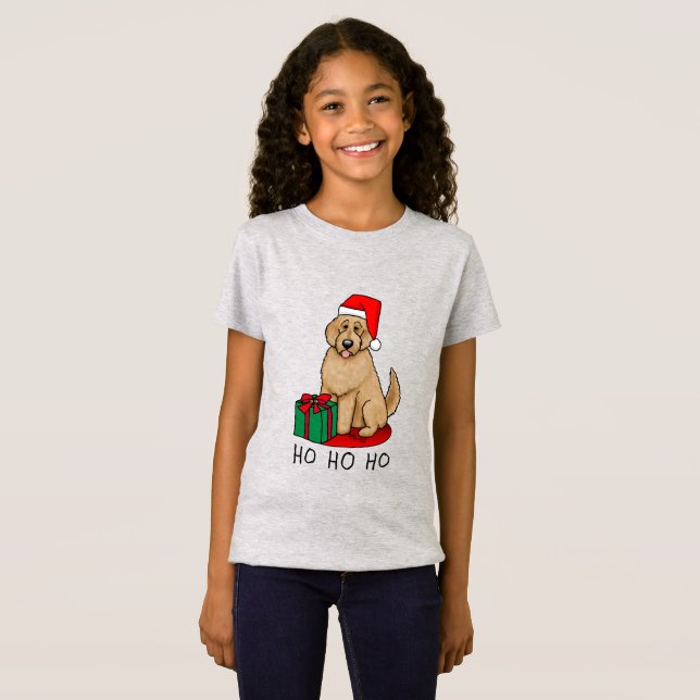 Camiseta Navidades Santa Goldendoodle (rojo dorado) Cute de (Anverso completo)