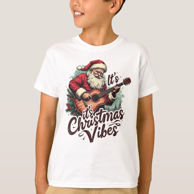 Camiseta Navidades Santa Guitar Player - Rockin alrededor (Anverso)