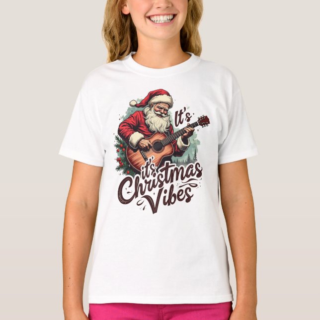 Camiseta Navidades Santa Guitar Player - Rockin alrededor (Anverso)