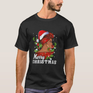 Camiseta Navidades Santa Hat Chica africano negro