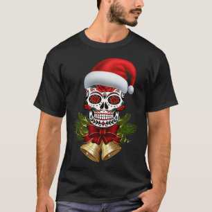 Camiseta Navidades Santa Hat Day Of The Dead Sugar Skull