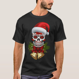 Camiseta Navidades Santa Hat Day Of The Dead Sugar Skull