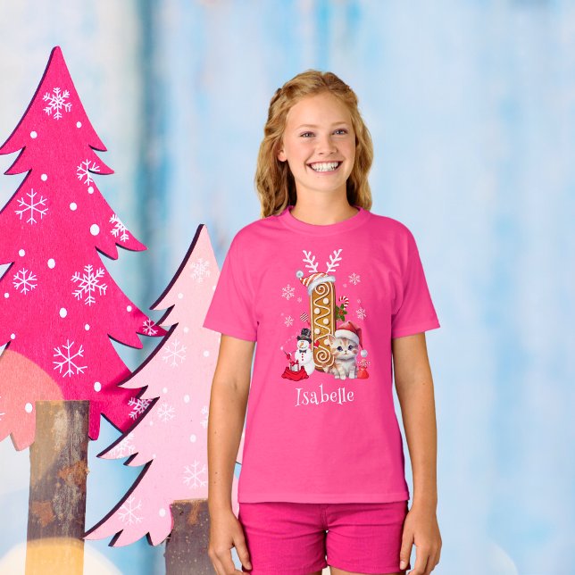 Camiseta Navidades Santa Hat Gingerbread Alphabet I Chica (Subido por el creador)