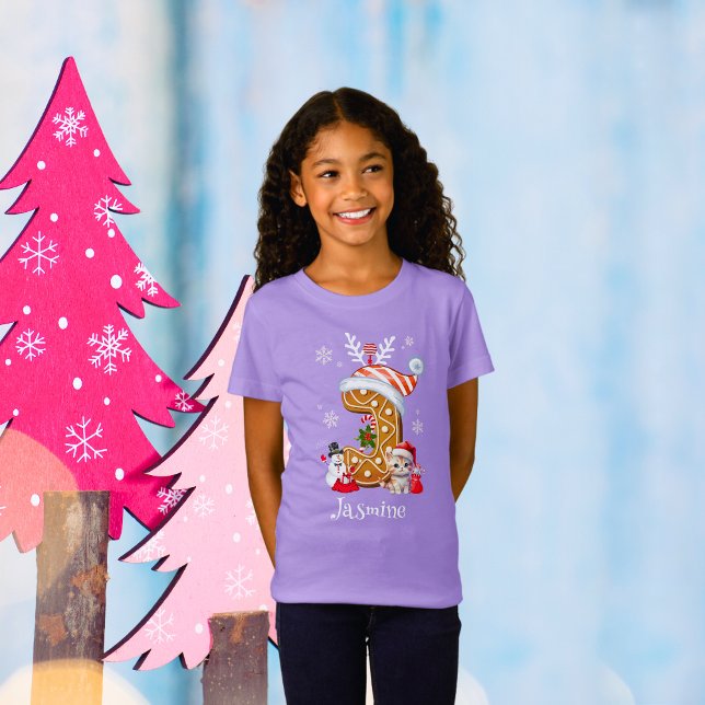 Camiseta Navidades Santa Hat Gingerbread Alphabet J Chica (Subido por el creador)