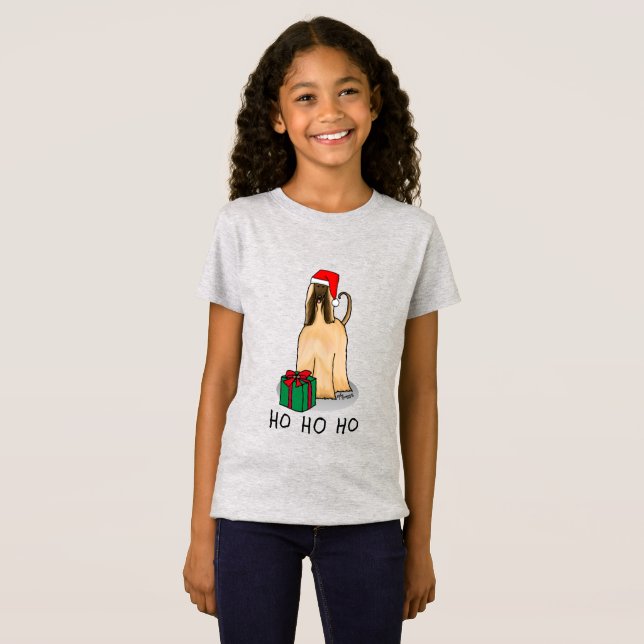 Camiseta Navidades Santa Hat Perro perro hebilla afgana (Anverso completo)