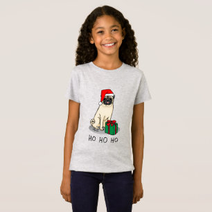 Camiseta Navidades Santa Hat Pug Dog (flor claro) Cute