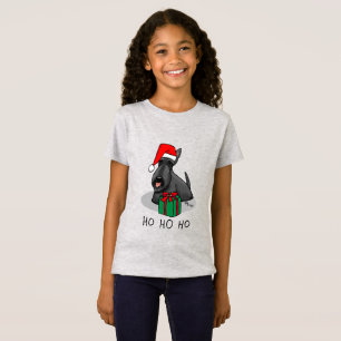 Camiseta Navidades Santa Hat Scottish Terrier (negro)