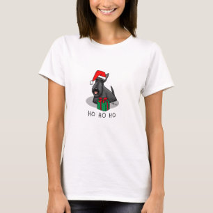 Camiseta Navidades Santa Hat Scottish Terrier (negro)