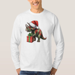 Camiseta Navidades Santa hat triceratops
