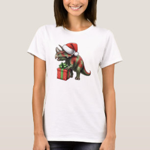 Camiseta Navidades Santa hat triceratops