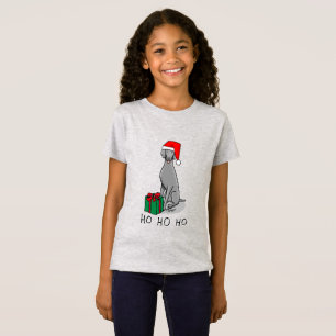Camiseta Navidades Santa Hat Weimaraner Dog (gris 1) Cute