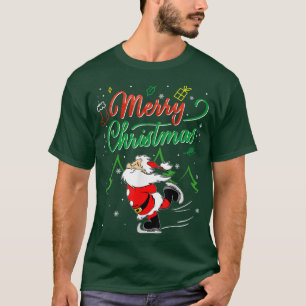 Camiseta Navidades Santa Ice Skating Funny 2021 Costume Mer
