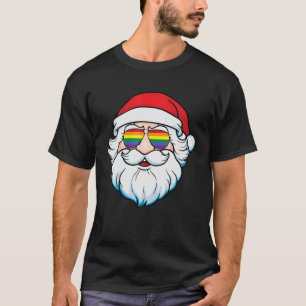 Camiseta Navidades Santa LGTB Orgullo Gafas de Arcoiris Cut
