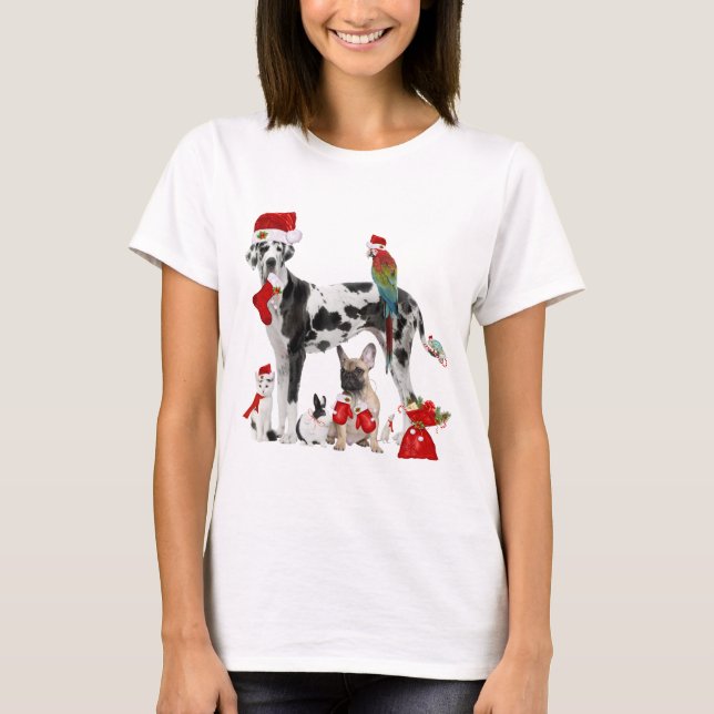 Camiseta Navidades Santa Mascotas (Anverso)