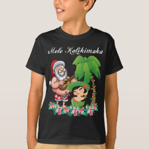 Camiseta Navidades Santa Mele Kalikimaka Hawaii Palm Tree P