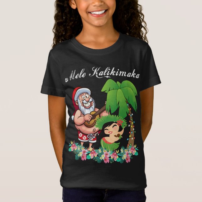 Camiseta Navidades Santa Mele Kalikimaka Hawaii Palm Tree P (Anverso)