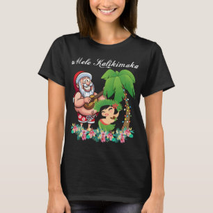 Camiseta Navidades Santa Mele Kalikimaka Hawaii Palm Tree P