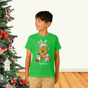 Camiseta Navidades Santa Monogram Gingerbread Letra A Boy