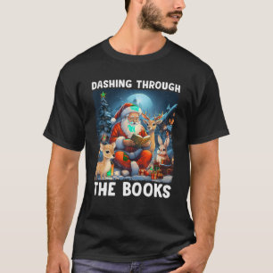 Camiseta Navidades Santa Reading Book Lover Merry Bookmas T