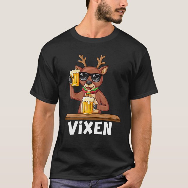 Camiseta Navidades Santa Reindeer Vixen Xmas Group Costume (Anverso)