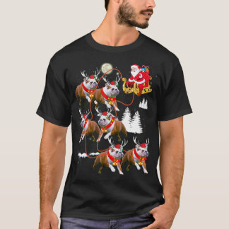 Camiseta Navidades Santa Riding Bulldog inglés navidad